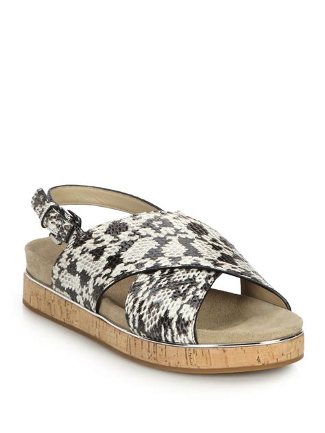 michael kors snakeskin flat sandals